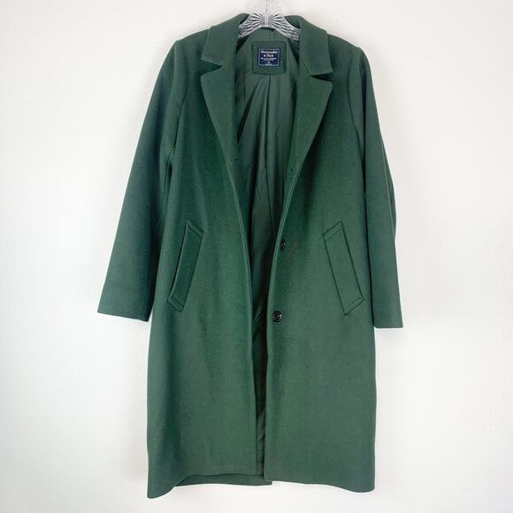Abercrombie & Fitch Jackets & Blazers - Abercrombie & Fitch Coat Womens XS Tailored Wool Blend Topcoat Dad Coat Green